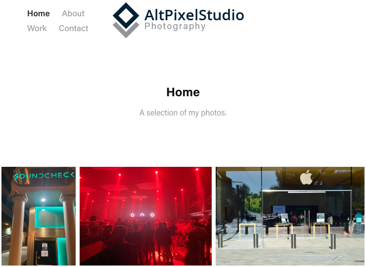 AltPixelStudio Photography Homepage Screenshot